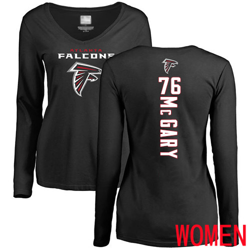 Atlanta Falcons Black Women Kaleb McGary Backer NFL Football #76 Long Sleeve T Shirt